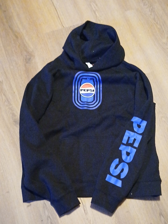 Pepsi Black Hoodie with Blue Logo and Sleeve Text